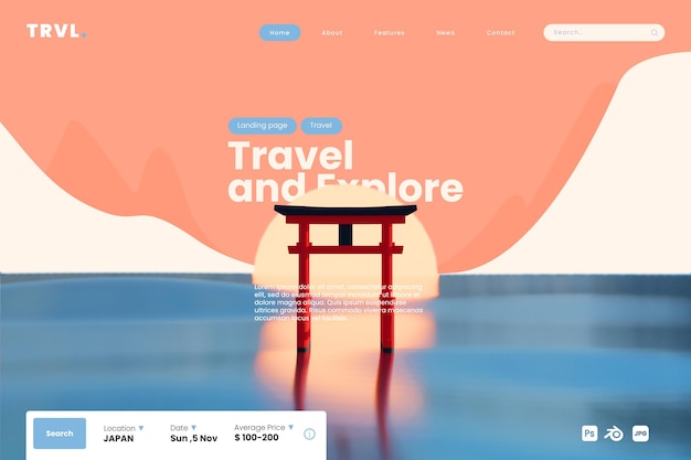 PSD japanese travel agency landing page