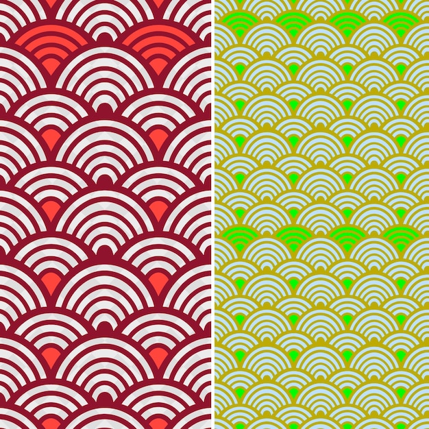 Japanese Wave Patterns With Undulating Lines and Confined in Creative Abstract Geometric Vector