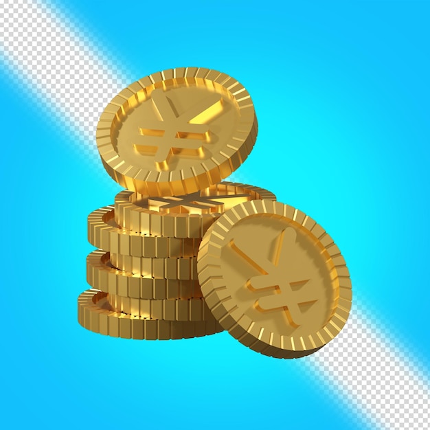 Japanese yen coin 3d render