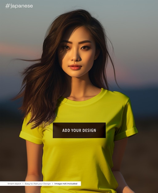 Japans meisje T-shirt mockup psd gratis