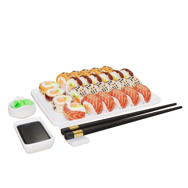 Japanse 3D-illustratie van voedsel