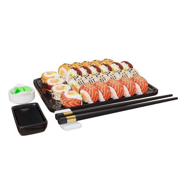 Japanse 3D-illustratie van voedsel