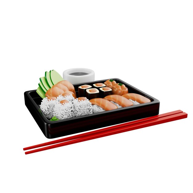 PSD japanse 3d-illustratie van voedsel