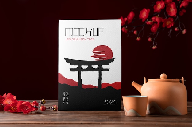 PSD japanse nieuwjaars uitnodiging mockup