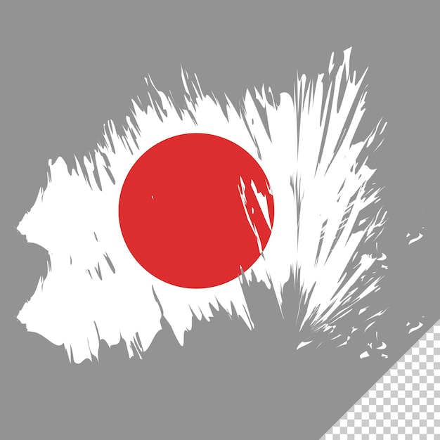 Japansk pensel flag, gennemsigtig baggrund, Japan pensel akvarel flag designskabelon