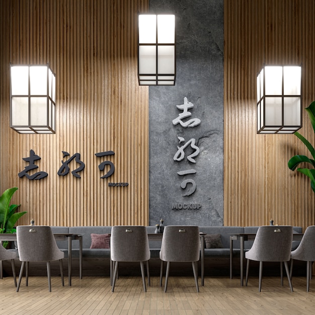 PSD japoński estetyczny szyld w restauracji