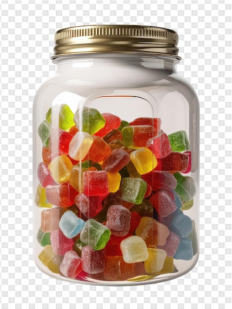 A jar of candy in a jar with a gold rim