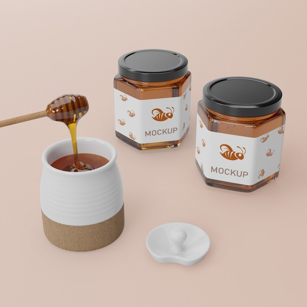 Jar container with honey