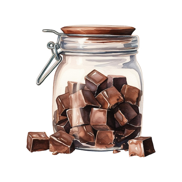 Jar filled with chocolate chunks ai generated image