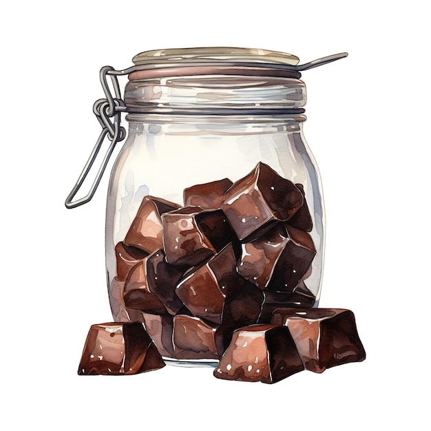 PSD jar filled with chocolate chunks ai generated image