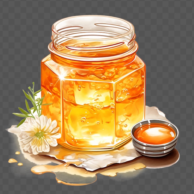 A jar of honey with a jar of honey on it