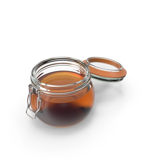 Jar of honey with the lid open