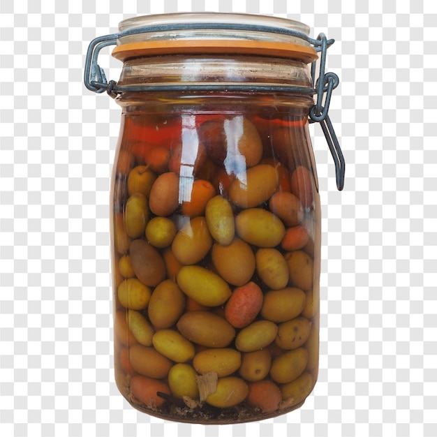 Jar of olives transparent