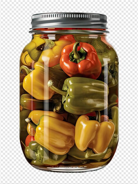 PSD a jar of peppers with a glass jar on it