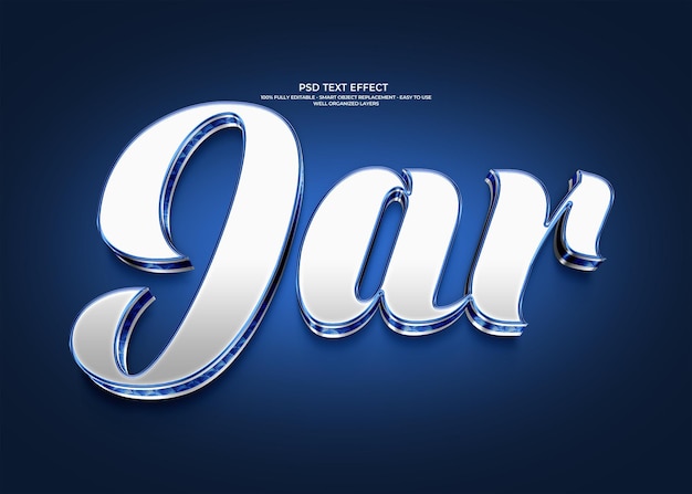 Jar Shiny 3D Text Effect on a Blue Background