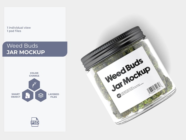 A jar of weed bud bottle mockup