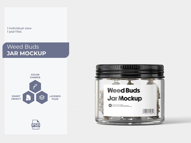 PSD a jar of weed bud bottle mockup