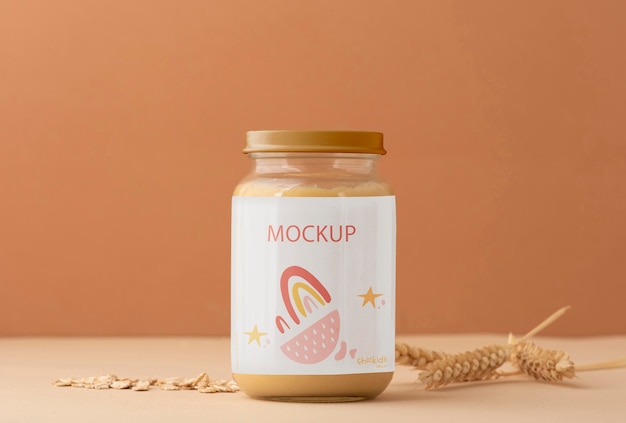 PSD jar with baby food mockup