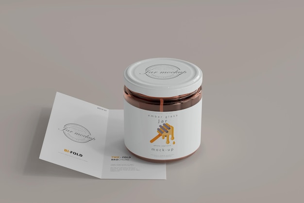 Vaso con mockup brochure pieghevole