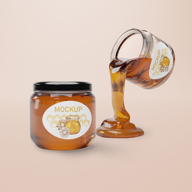jar with natural honey mock-up