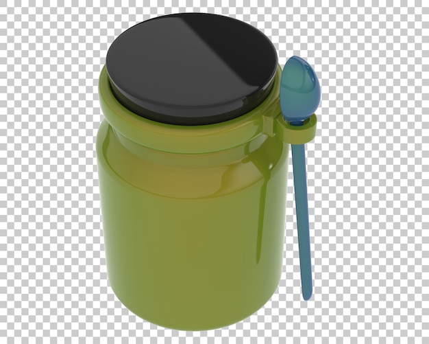 Jar with spoon on transparent background 3d rendering illustration