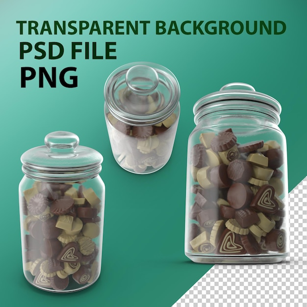 PSD jar with truffle chocolate candy png
