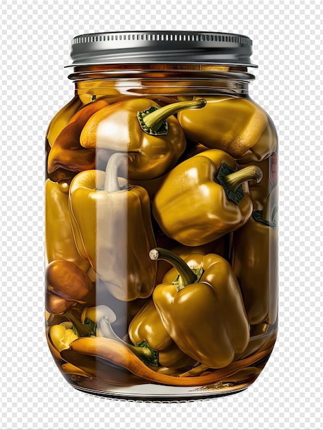 PSD a jar of yellow peppers with a jar of pickles on it