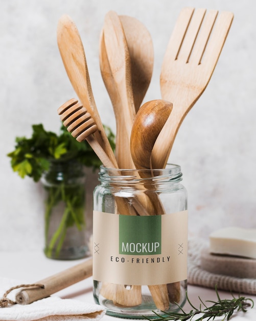 PSD jars with kitchen tool and ingredients