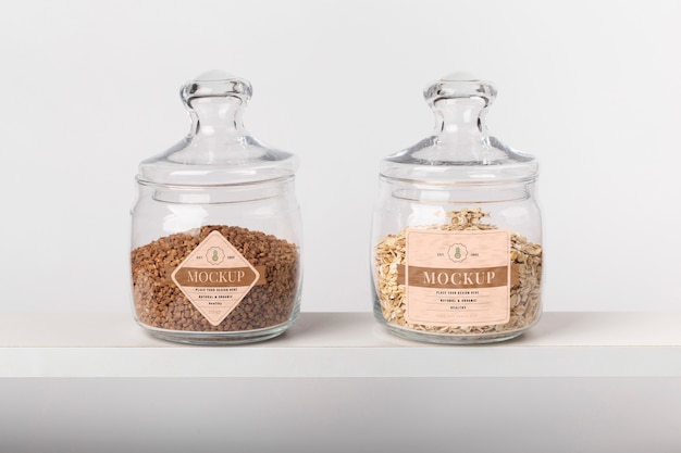 PSD jars with labels arrangement mockup