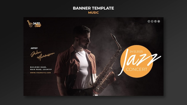 PSD jazz concert banner template