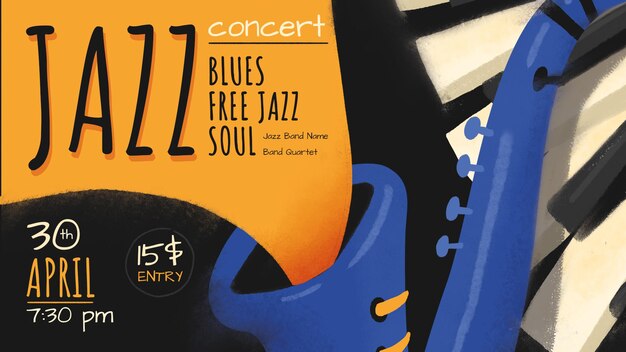 PSD concerto di jazz template di copertina di facebook