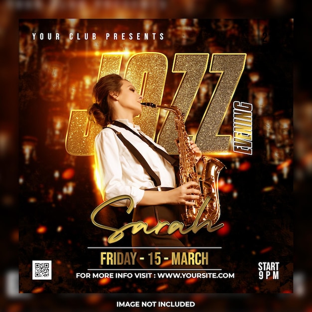 PSD jazz concert flyer post template