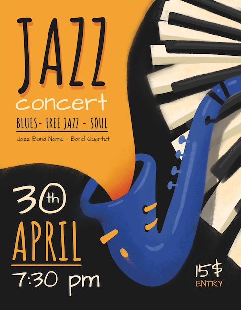 Jazz concert flyer psd template