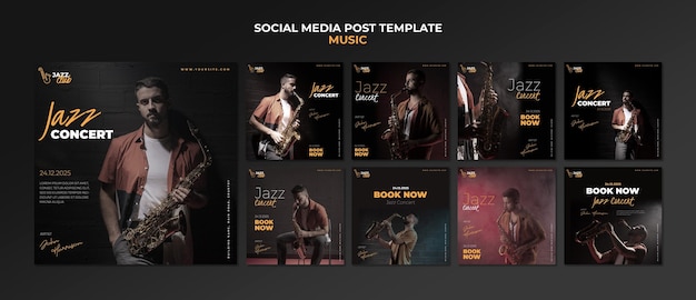 PSD Посты в социальных сетях о джазовом концерте