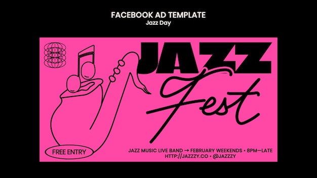 PSD jazz dag viering facebook sjabloon.