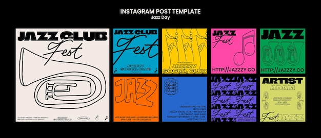 PSD post su instagram per la celebrazione del giorno del jazz.