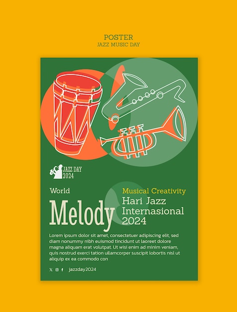 PSD modello di poster per la celebrazione del giorno del jazz