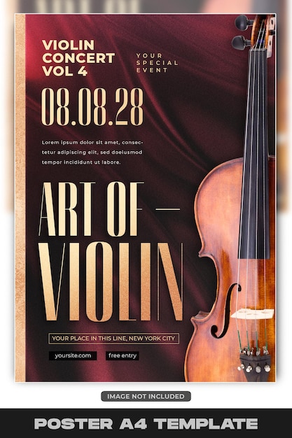 Modello di volantino per poster di musica jazz per violino