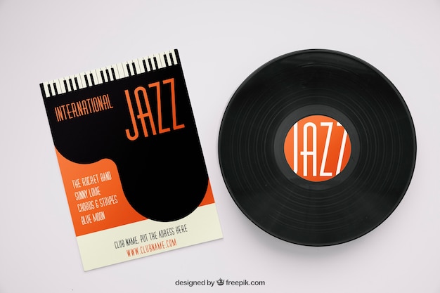 PSD jazzmodel met vinyl en tijdschrift