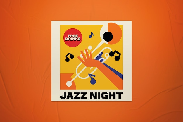 PSD jazzowa noc ilustracja instagram post