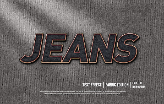 Modello di effetto stile testo 3d jeans