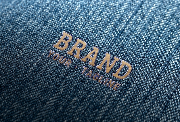 PSD jeans borduurwerk mock-up close-up