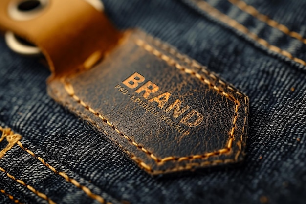 PSD jeans brand letterpress logo mockup