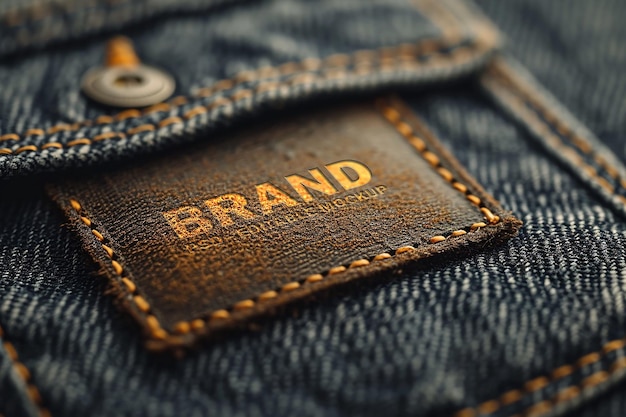 PSD jeans brand letterpress logo mockup