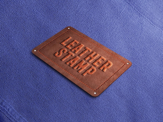 PSD jeans leather label mockup