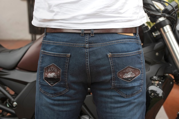 Jeans pocket patch mockup