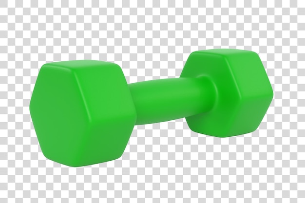 Jeden zielony plastikowy lub metalowy zielony hantle izolowany na białym tle ilustracji 3D