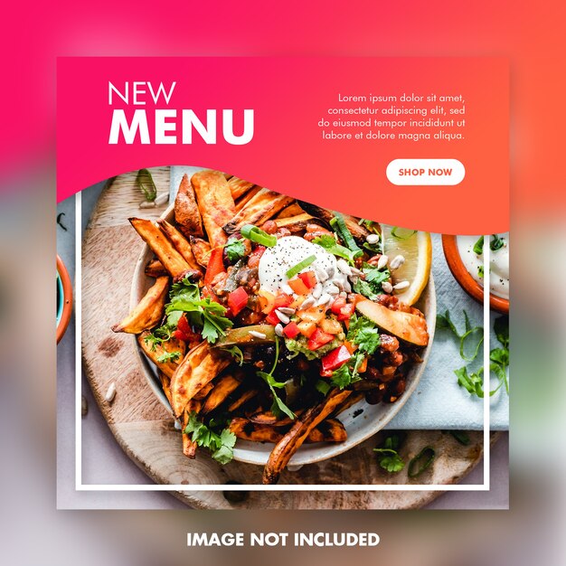 Jedzenie Social Media Post Szablon Kwadratowy Baner