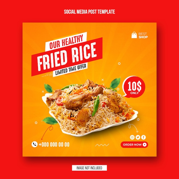 PSD jedzenie w mediach społecznościowych i szablon projektu banera na instagramie