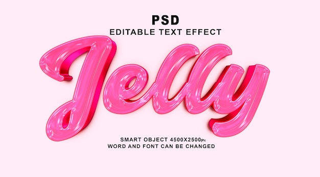 Jelly 3d bewerkbaar photoshop-teksteffect met schattige achtergrond